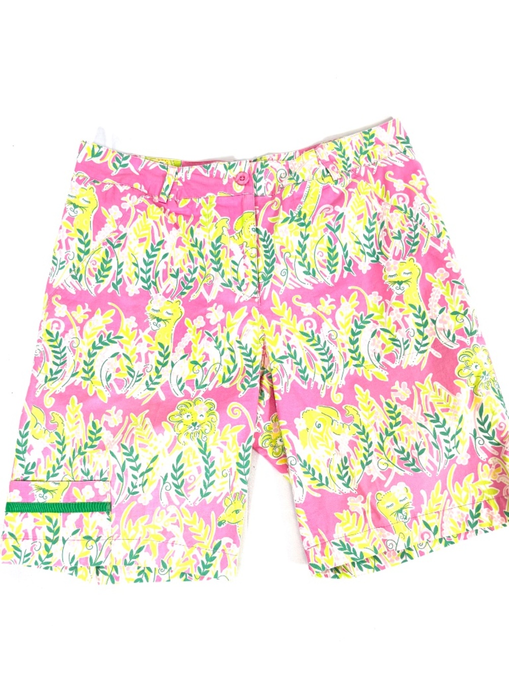 Lilly Pulitzer Pink Tropical Print Chino Golf Shorts Women's 6 Cotton Stretch - Picture 3 of 12